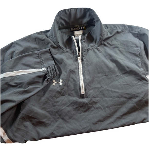 Under Armour Jacket Men 2XL White Gray 1/4 Zip Windbreaker Pullover Coat - Picture 1 of 6
